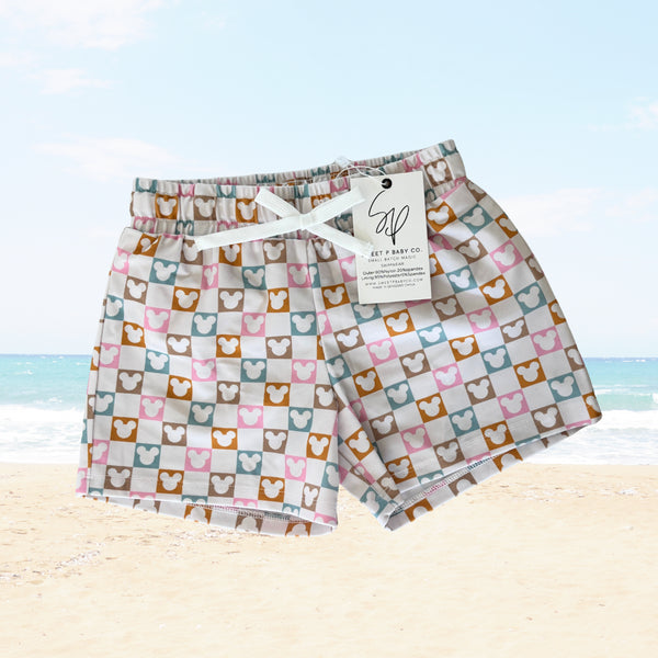 checkered-magic-boys-swim-shorts-Sweet P Baby Co. at Sophia's StyleBaby & Toddler-1